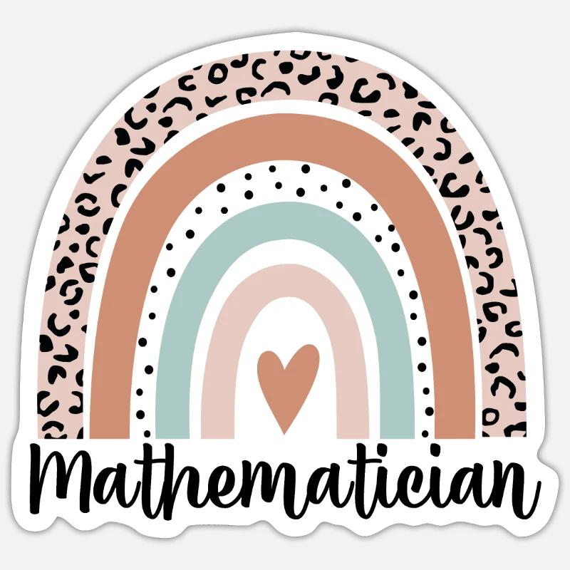 Mathematiker Regenbogenleopard Lustiger Mathematiker - Sticker Größe S (10 x 10 cm) - Mattweiß