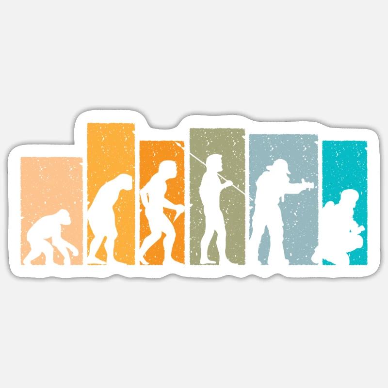 Evolution Retro Pompier Pompier Cadeau - Sticker taille S (10 x 10 cm) - blanc mat