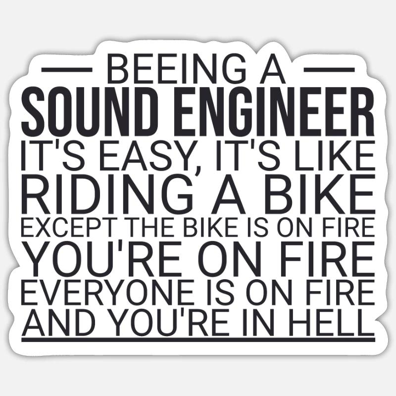 "Sound Engineer Hell | Tontechnik" - Sticker Größe S (10 x 10 cm) - Mattweiß