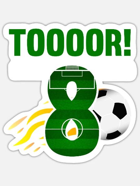 Tooor! Ich bin 8 Jahre Fußball Fußballer 8. - Sticker Größe S (10 x 10 cm) - Mattweiß