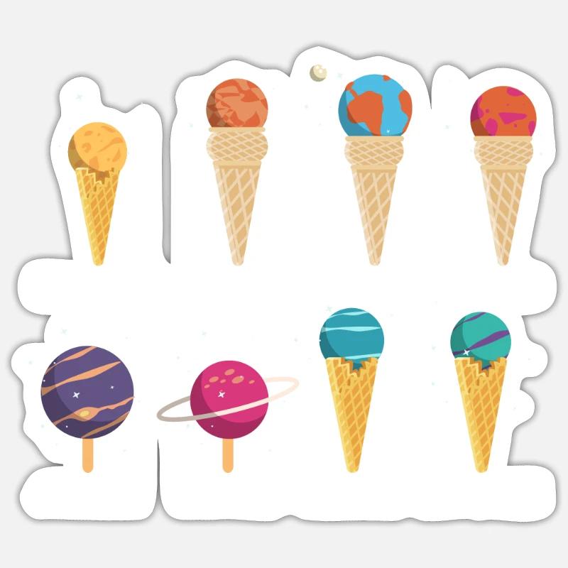 Crème glacée du système solaire Sticker taille S (10 x 10 cm)