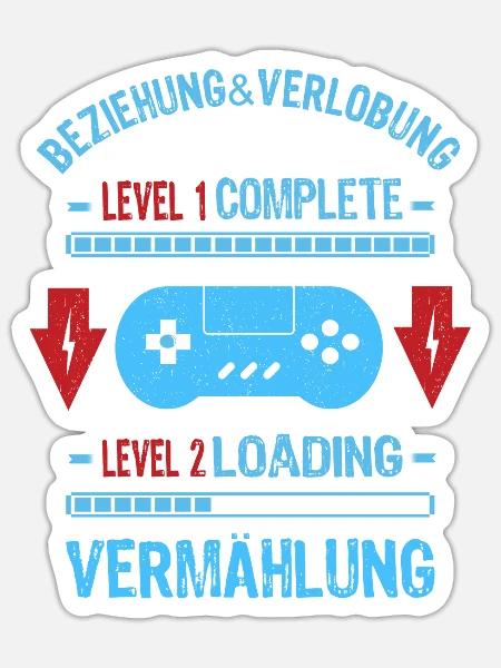 Level Ehemann Loading Gamer Videospiel JGA Männer - Sticker Größe S (10 x 10 cm) - Mattweiß