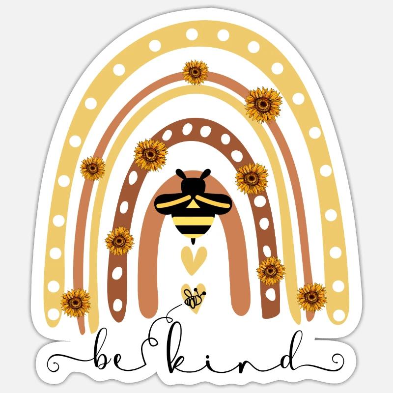 Boho Rainbow Be Child - Sticker taille S (10 x 10 cm) - blanc mat