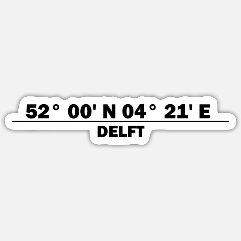 Coordonnées de Delft - Sticker taille S (10 x 10 cm) - blanc mat