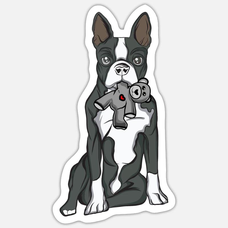 Boston Terrier - Sticker taille S (10 x 10 cm) - blanc mat