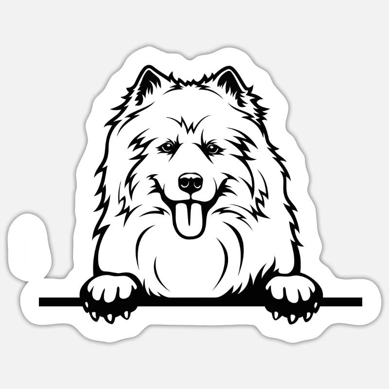Doux Samoyède - Sticker taille S (10 x 10 cm) - blanc mat