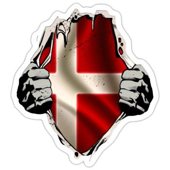 Le Danemark sous la chemise - Sticker taille S (10 x 10 cm) - blanc mat - Devant