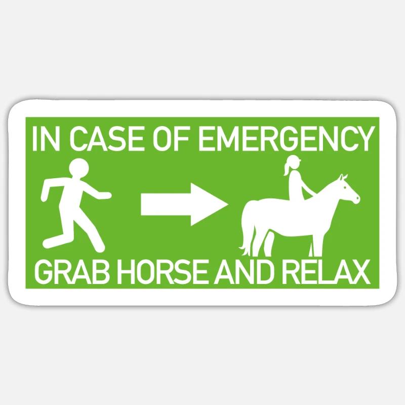 Cavalier avec cheval drôle panneau d’itinéraire d’évasion Sticker taille S (10 x 10 cm)