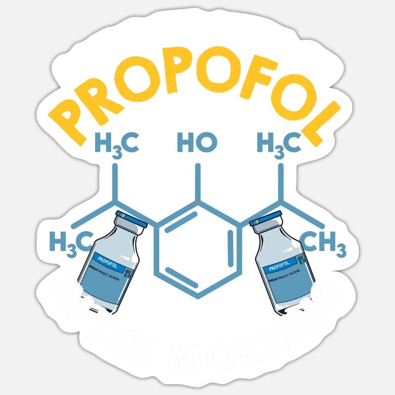 J’adore l’odeur du propofol le matin - Sticker taille S (10 x 10 cm) - blanc mat