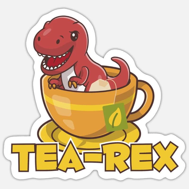 T-Rex Tee Rex Thé Rex - Sticker taille S (10 x 10 cm) - blanc mat