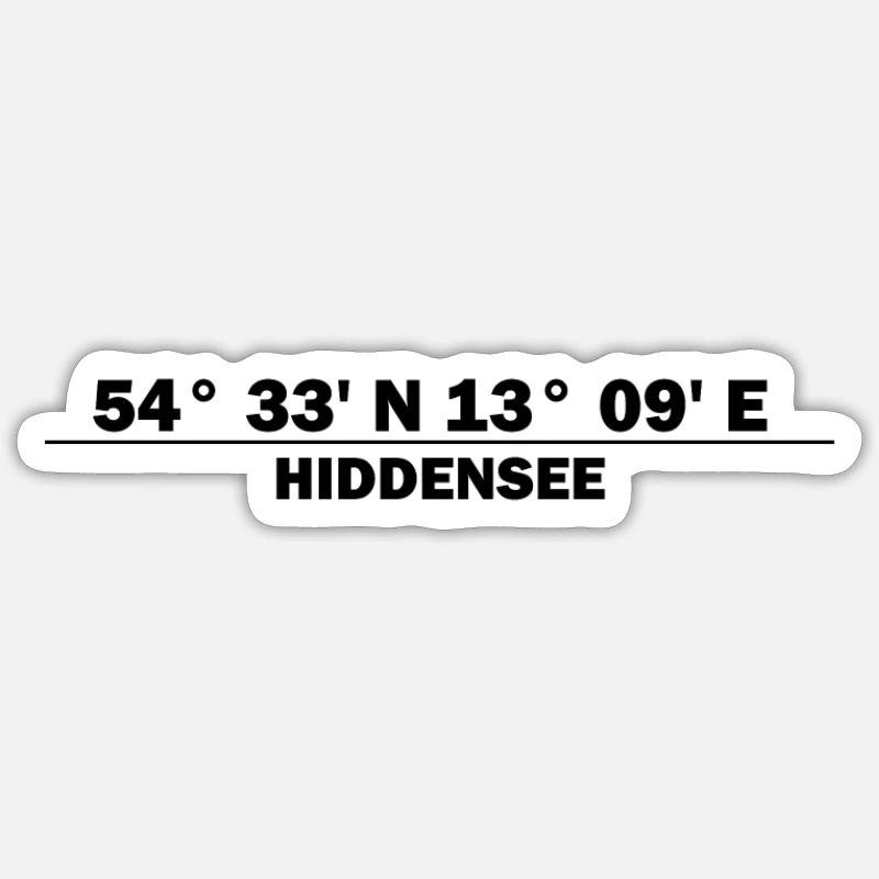 Coordonnées Hiddensee - Sticker taille S (10 x 10 cm) - blanc mat