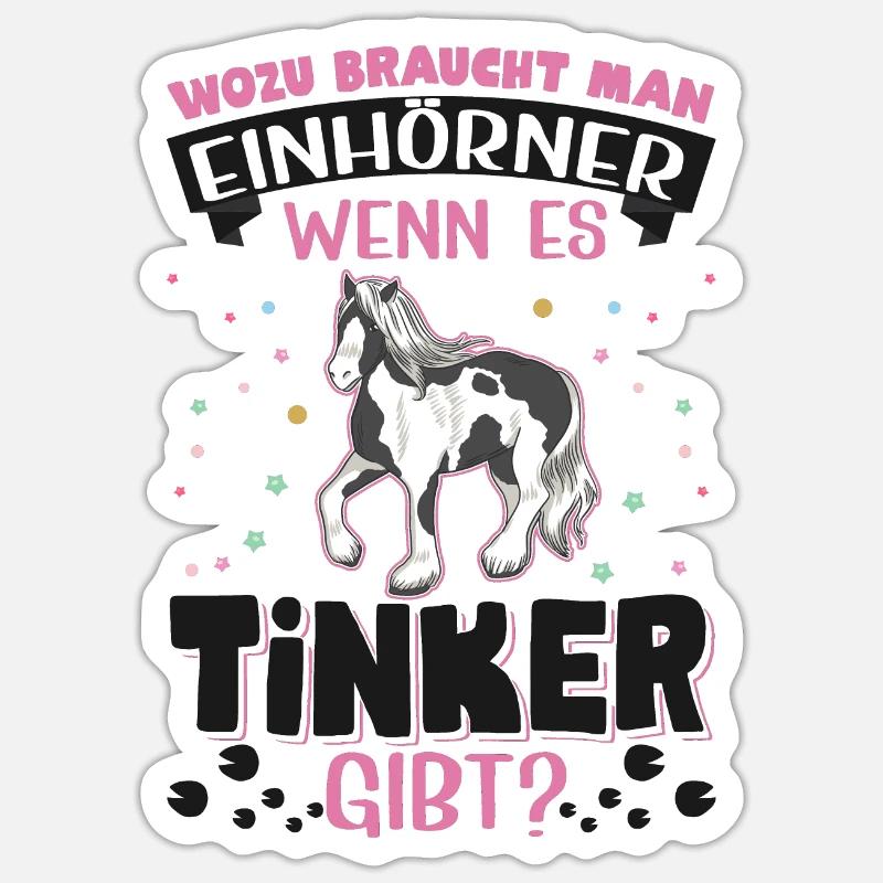 Irish Tinker Pferd Einhorn - Sticker Größe S (10 x 10 cm) - Mattweiß