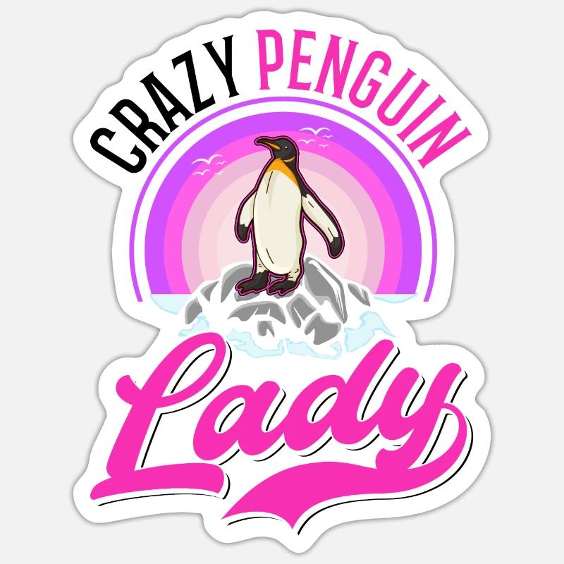 Crazy Penguin lady Pinguin - Sticker size S (10 x 10 cm) - white matte