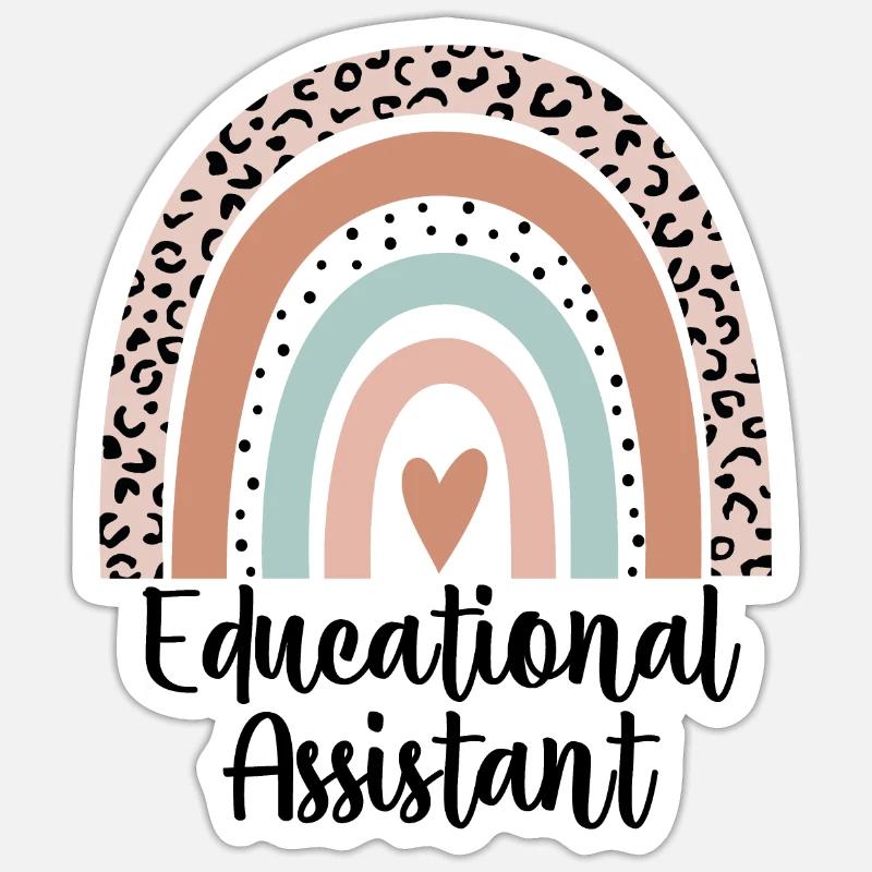 Pädagogische Assistentin Rainbow Leopard Lehrerin - Sticker Größe S (10 x 10 cm) - Mattweiß