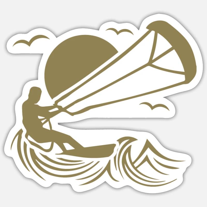 Kitesurfeurs - Sticker taille S (10 x 10 cm) - blanc mat