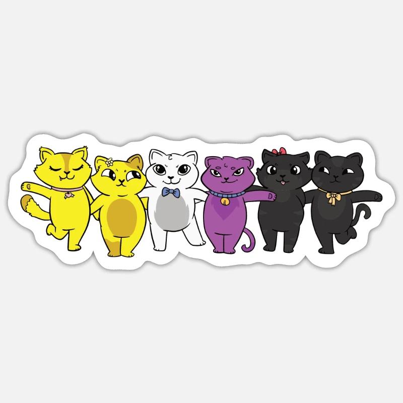 Nonbinary Flag Non Binary Pride LGBTQ Cats Purride Sticker Größe S (10 x 10 cm)