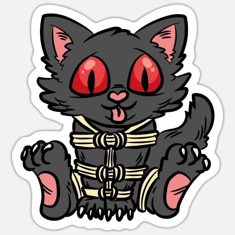 Shibari Kitty BDSM Knechtschaft Liebhaber - Sticker Größe S (10 x 10 cm) - Mattweiß