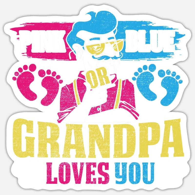 Rosa Oder Blauer Opa Liebt Dich Design Für Opa Sticker Größe S (10 x 10 cm)