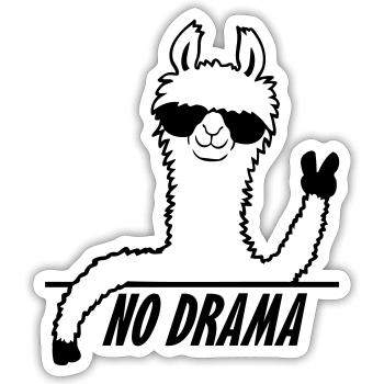 Lama No Drama - Sticker size S (10 x 10 cm) - white matte - Front