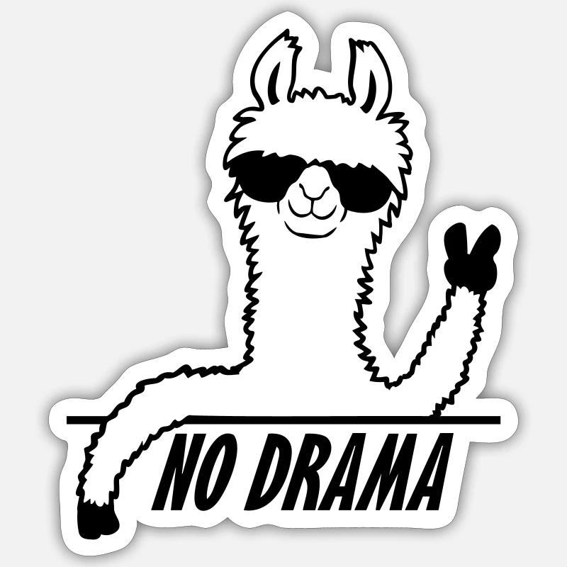 Lama No Drama - Sticker Größe S (10 x 10 cm) - Mattweiß