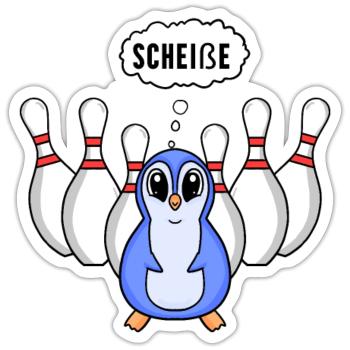 Kegel Pinguin Bowling - Sticker Größe S (10 x 10 cm) - Mattweiß - Vorne