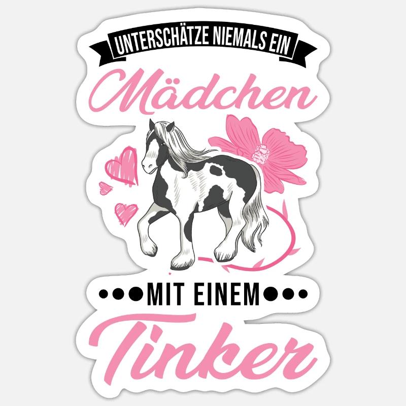 Irish Tinker Pferd Mädchen Tinker Sticker Größe S (10 x 10 cm)