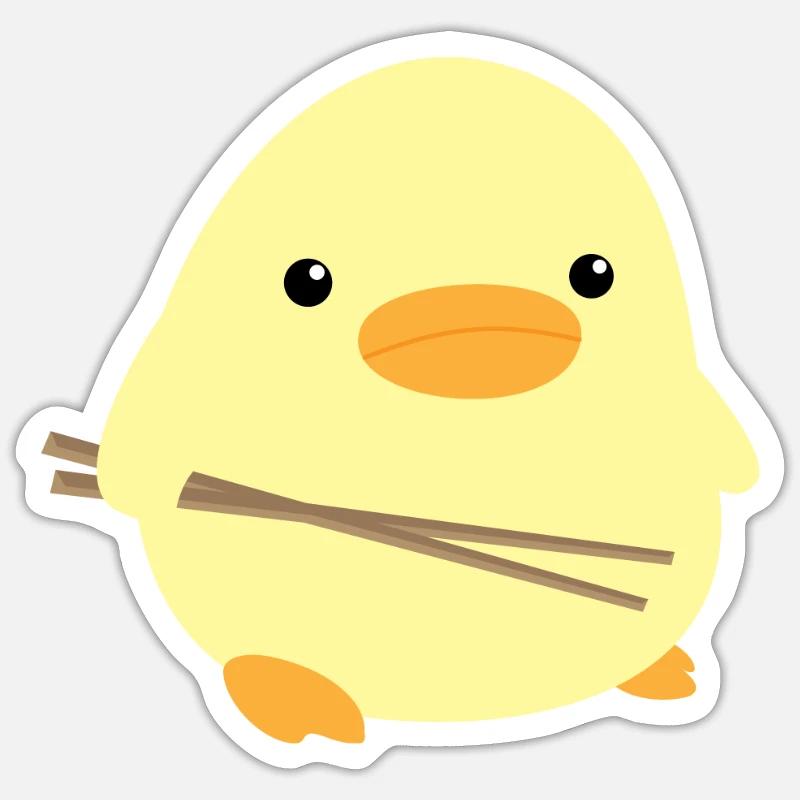 Duck with Chop Sticks - Ente mit Stäbchen Meme - Sticker Größe S (10 x 10 cm) - Mattweiß
