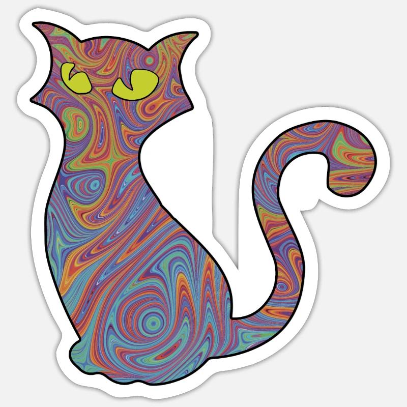 Psychedelic cat - Sticker size S (10 x 10 cm) - white matte
