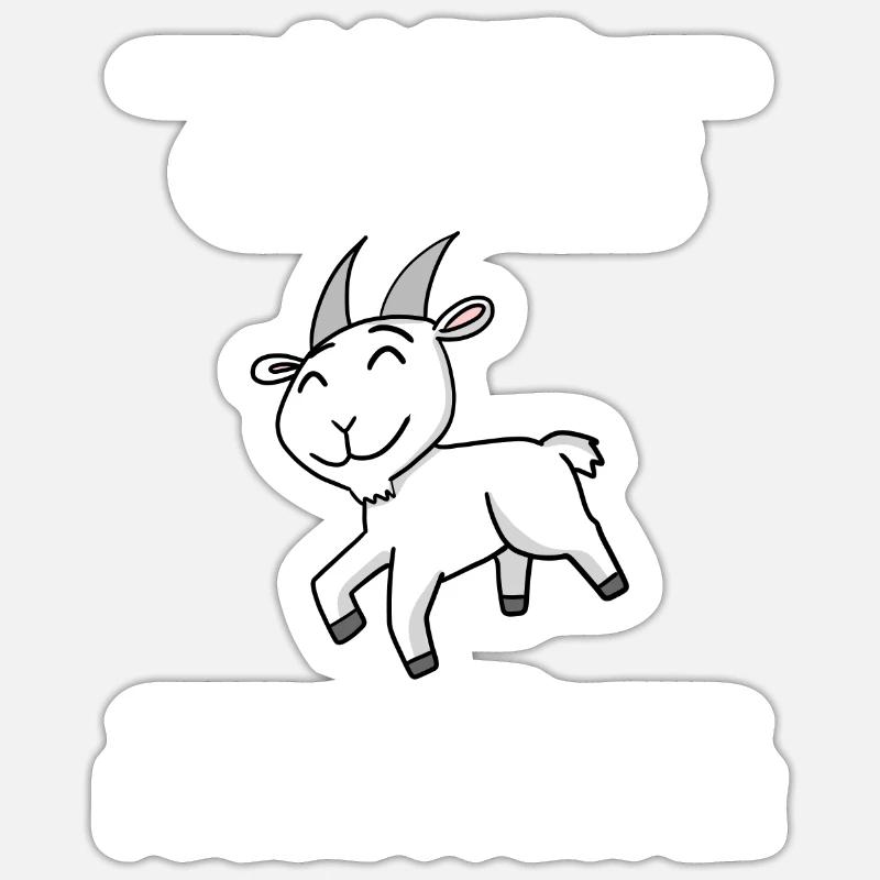 Ziege Ziegenbock Bock - Sticker Größe S (10 x 10 cm) - Mattweiß