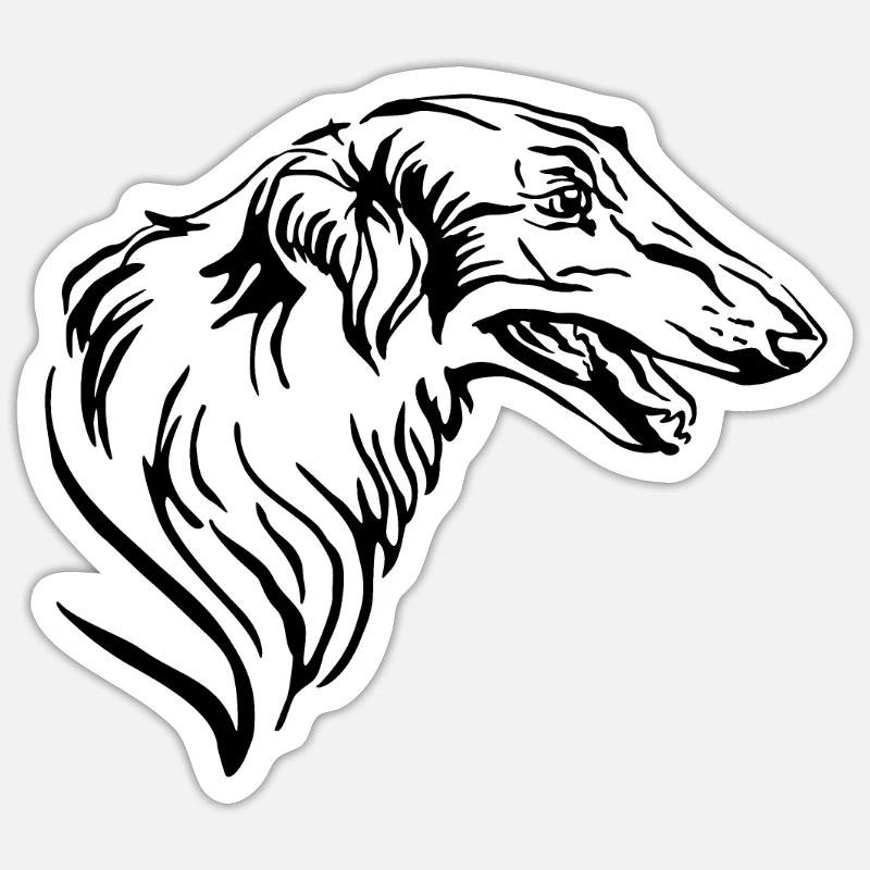 Barsoi Greyhound - Sticker taille S (10 x 10 cm) - blanc mat