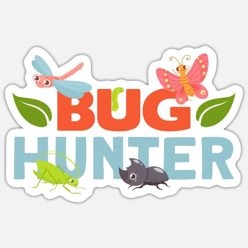 Bug Hunter Collecting Ideabettle Sticker Größe S (10 x 10 cm)