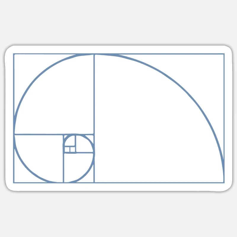 Fibonacci Tshirt - Sticker taille S (10 x 10 cm) - blanc mat