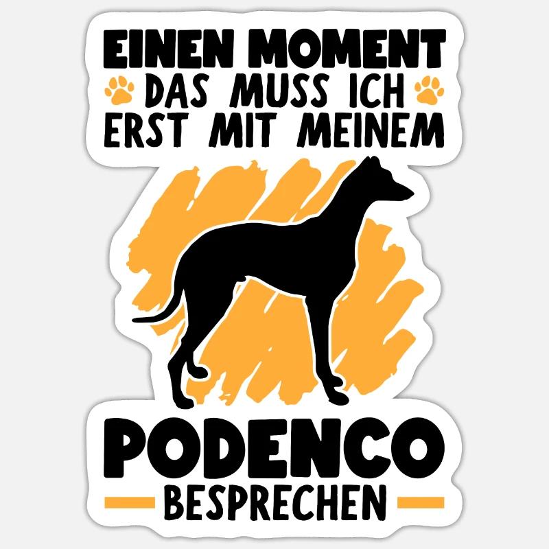Mit Podenco besprechen spanischer Jagdhund - Sticker Größe S (10 x 10 cm) - Mattweiß