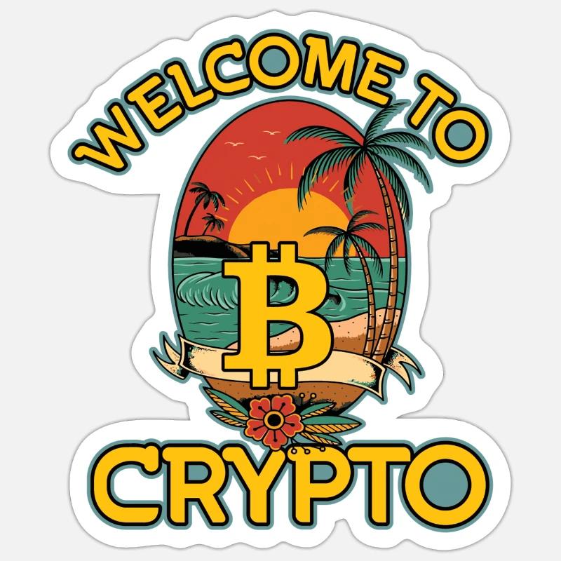 Willkommen bei Krypto, Bitcoin Sommer - Sticker Größe S (10 x 10 cm) - Mattweiß