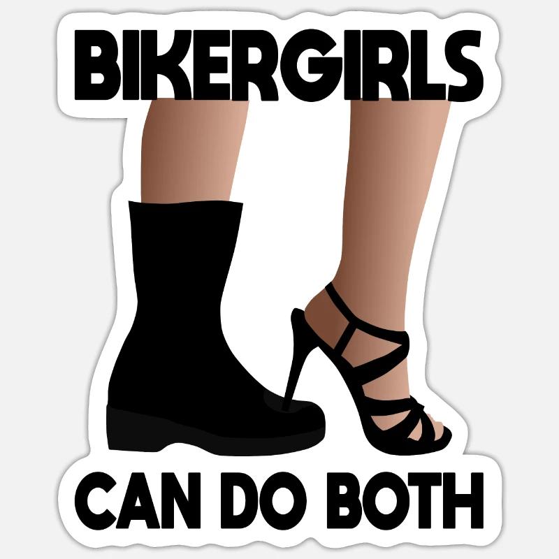 Bikergirls can do both Highheel motorcycle boots Sticker size S (10 x 10 cm)