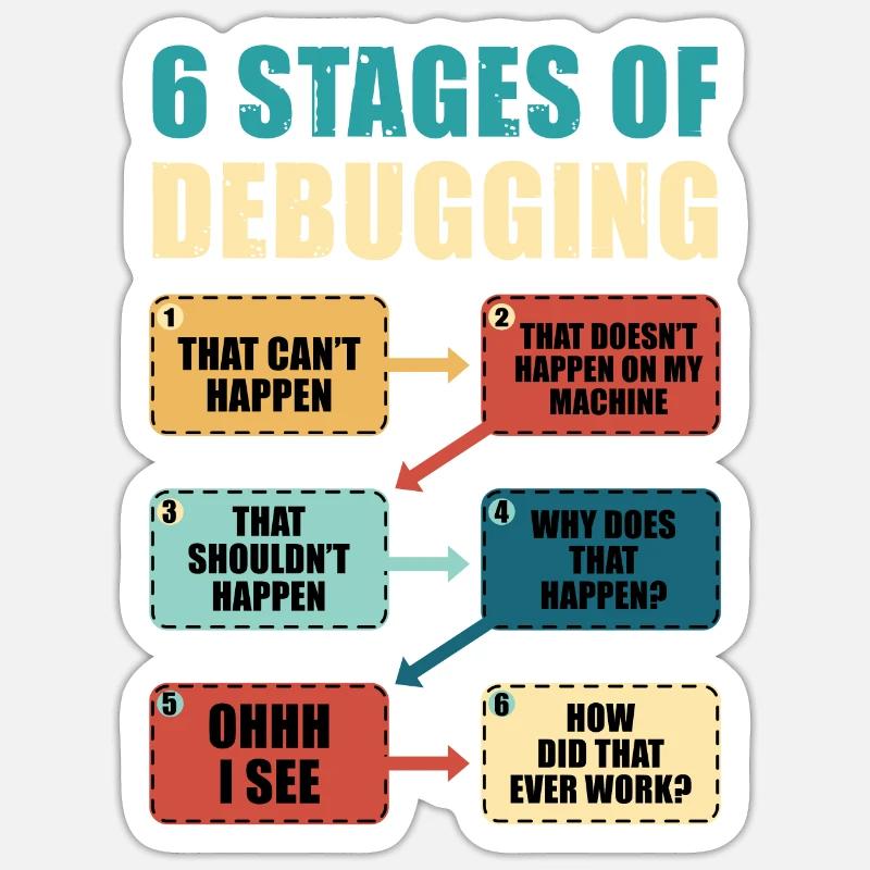 Programmation Débogage Drôle programmeur Cadeau Sticker taille S (10 x 10 cm)