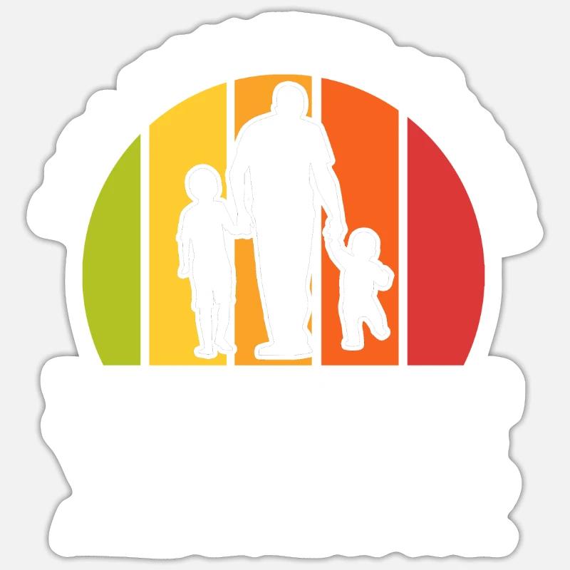 Papa 2 Kinder Vater 2 Söhne - Sticker Größe S (10 x 10 cm) - Mattweiß