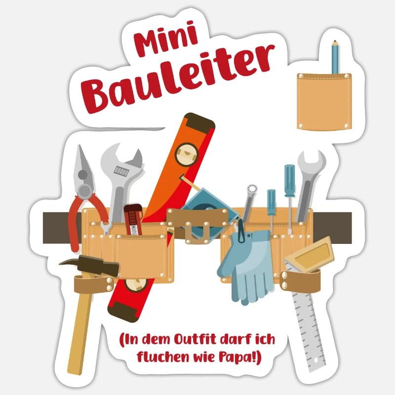 Bauleiter Werkzeuggürtel Kinder Handwerker - Sticker Größe S (10 x 10 cm) - Mattweiß