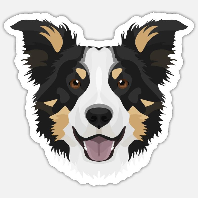 Lächelnder Border Collie - Sticker Größe S (10 x 10 cm) - Mattweiß