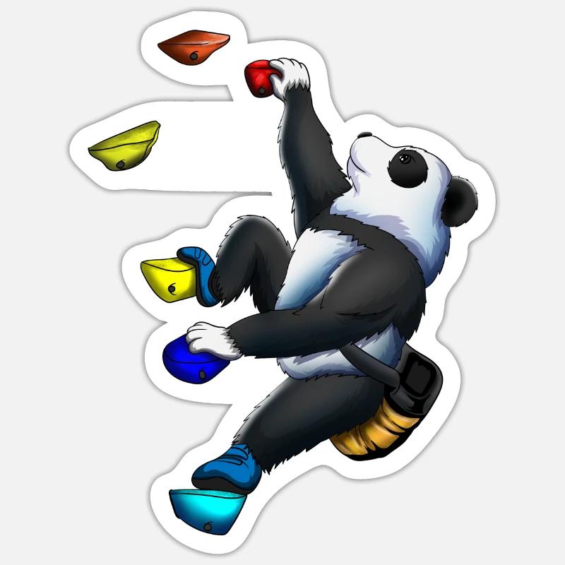 Cute Panda Bear Climbing Climbing Wall Climbing - Sticker size S (10 x 10 cm) - white matte
