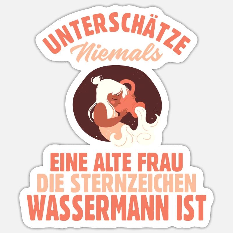 Sternzeichen Wassermann - Sticker Größe S (10 x 10 cm) - Mattweiß