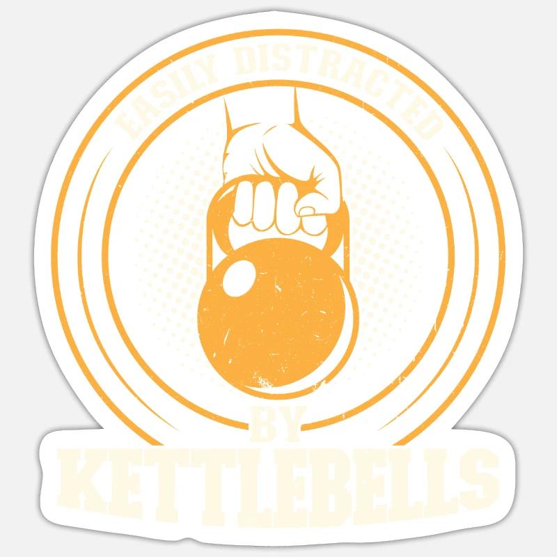 Easily Distracted By Kettlebells - Sticker Größe S (10 x 10 cm) - Mattweiß