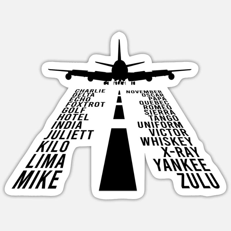 Phonetisches Alphabet Pilot Flugzeug - Aviation Pilot Sticker Größe S (10 x 10 cm)