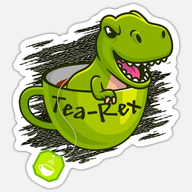 T-Rex Tee Rex Thé Rex - Sticker taille S (10 x 10 cm) - blanc mat