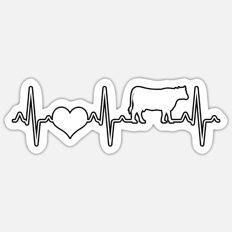 Cow Beef Heartbeat Sticker size S (10 x 10 cm)