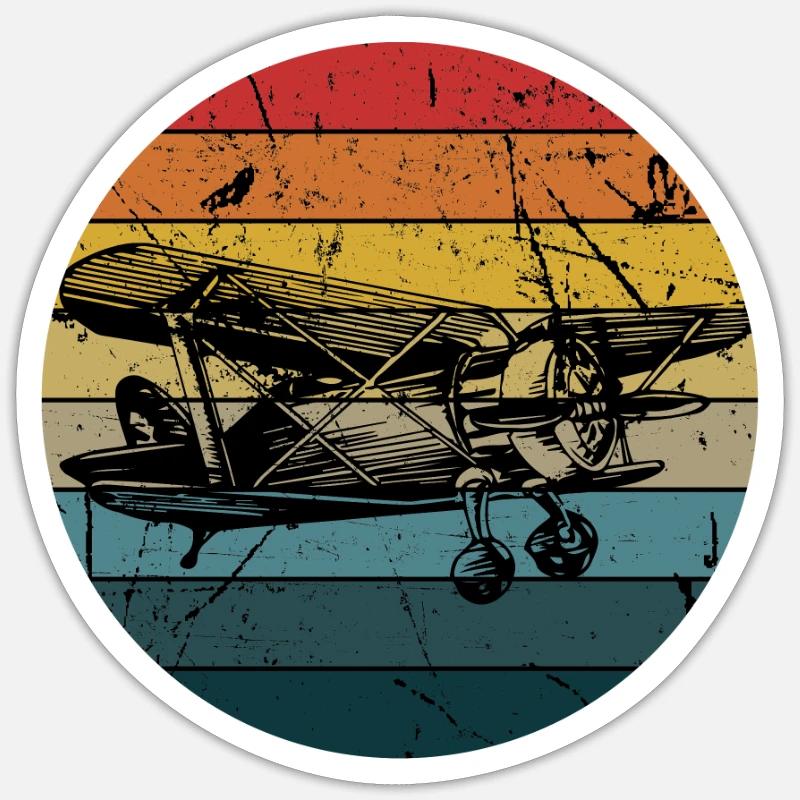 Vintage Flugzeug Flugzeug Pilot Luftfahrt - - Sticker Größe S (10 x 10 cm) - Mattweiß