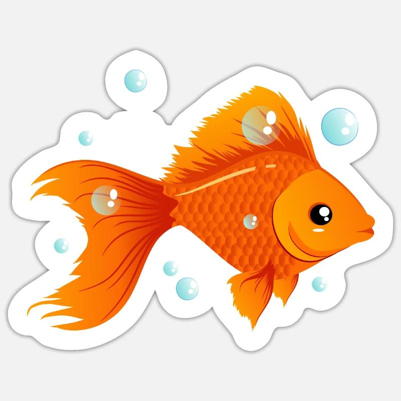 Poisson rouge - Sticker taille S (10 x 10 cm) - blanc mat