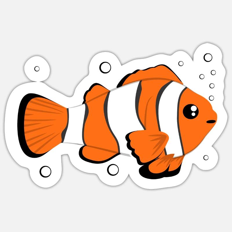 Clownfisch - Sticker Größe S (10 x 10 cm) - Mattweiß