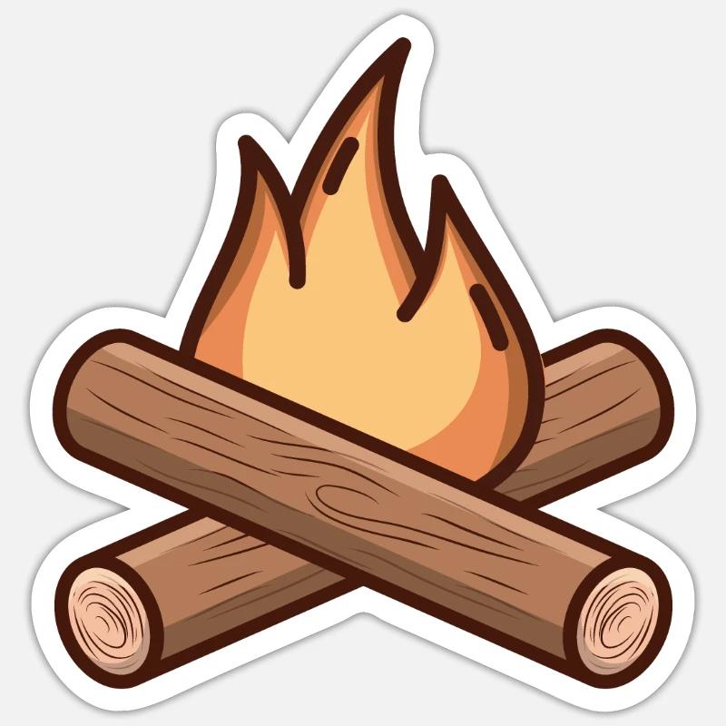 Dessin de feu de camp - Sticker taille S (10 x 10 cm) - blanc mat