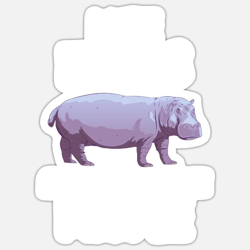 Nilpferd - Sticker Größe S (10 x 10 cm) - Mattweiß